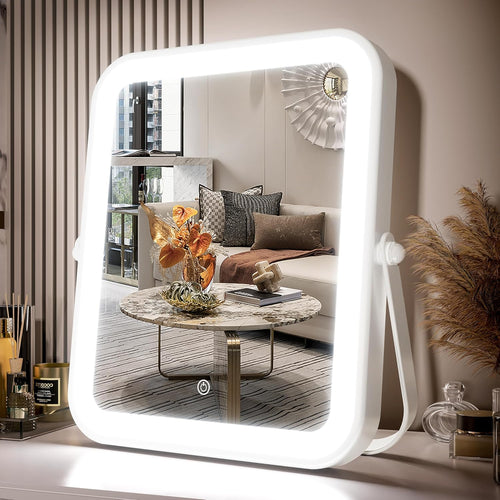 Travel Makeup Mirror with Lights, Portable Small Beauty LED Vanity Mirror with Lights, Dimmable Touch Screen, Tabletop Folding Compact Mirror,Women Gift