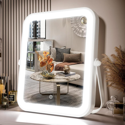 Travel Makeup Mirror with Lights, Portable Small Beauty LED Vanity Mirror with Lights, Dimmable Touch Screen, Tabletop Folding Compact Mirror,Women Gift