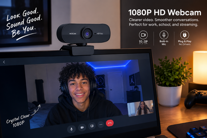 1080P HD USB Webcam for Online Meetings and Streaming